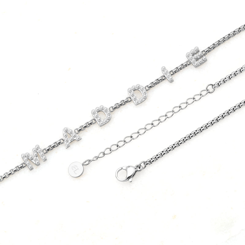 Pearl Custom Name Necklace (Silver)