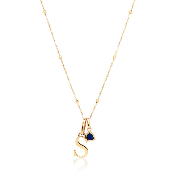 Mini Letter Sphere Chain Necklace (Gold)