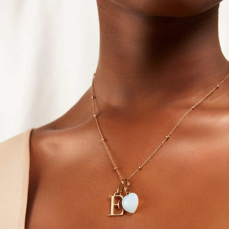 Personalised Initial & Birthstone Necklace (Rose Gold)