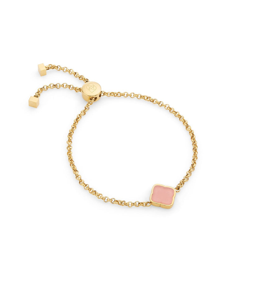Rose Quartz Clover Bracelet (Gold)
