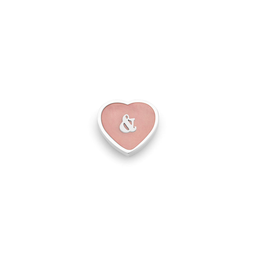 Rose Quartz Heart Charms (Silver) - &