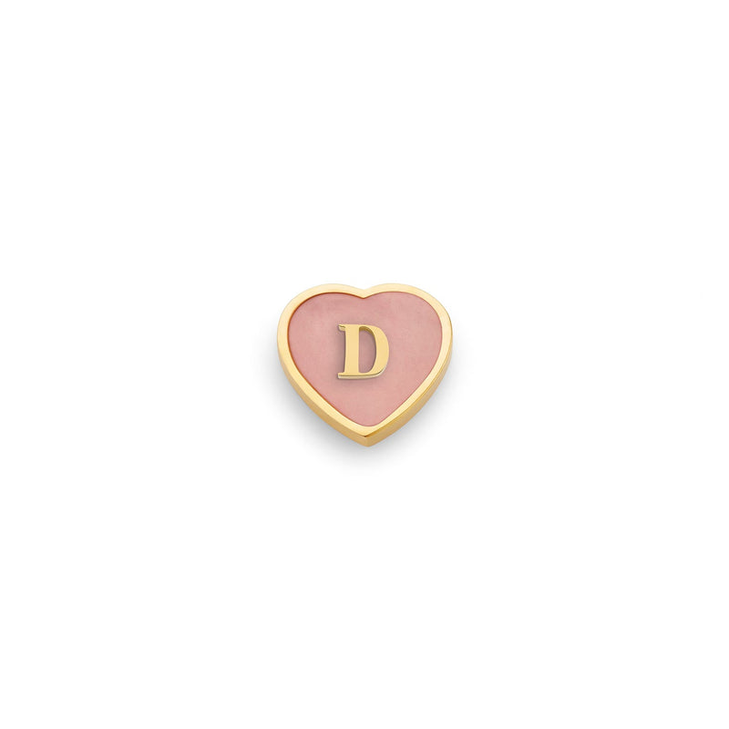 Rose Quartz Heart Charms (Gold) - Initials