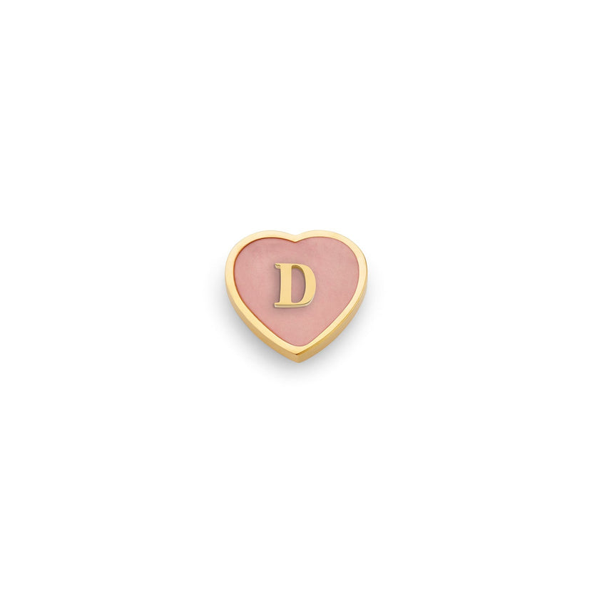 Rose Quartz Heart Charms (Gold) - Initials