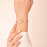 Multi Pearl Clover Bracelet (Silver)