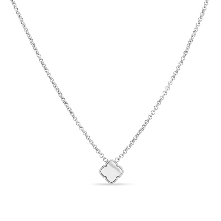 Mother of Pearl Clover Fixed Necklace (Silver)