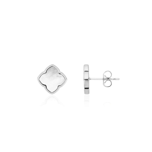 CLOVER COMOS SILVER DIAMOND EARRINGS