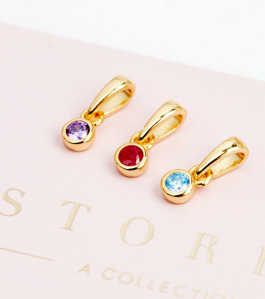 Stacey's Stories Script Initial & Birthstone Necklace (Gold)