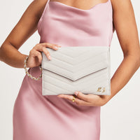 Taupe Quilted Envelope Clutch