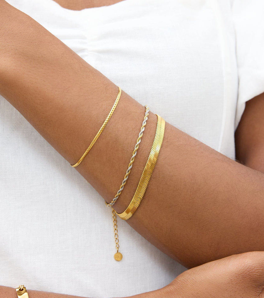 Two Tone Fine Rope Chain Bracelet (Gold/silver)