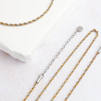Two Tone Fine Rope Chain Necklace (Gold/Silver)