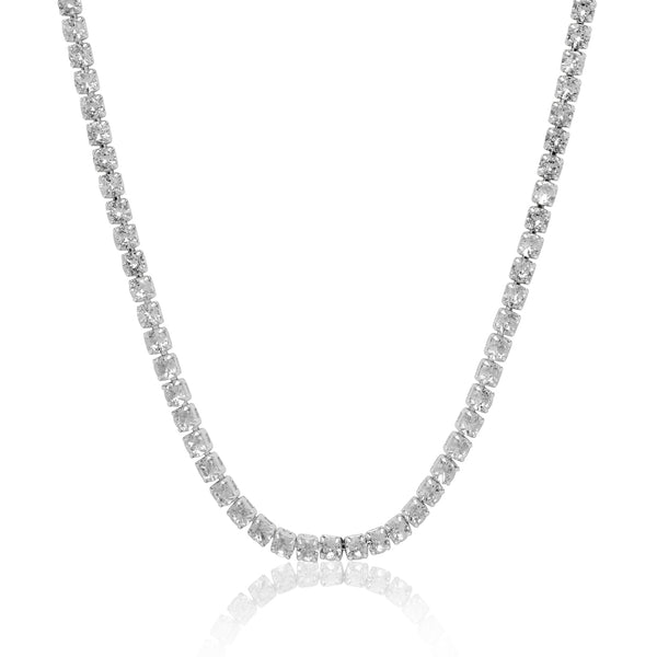 Anne Klein Silver-Tone Color Crystal Cup Chain Tennis Necklace, 15