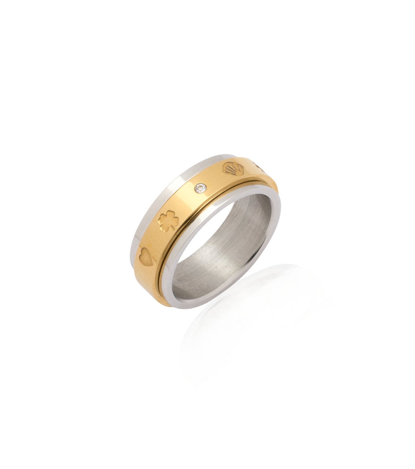 Two Tone Custom Stamped Fidget Ring (Gold/Silver) – Abbott Lyon
