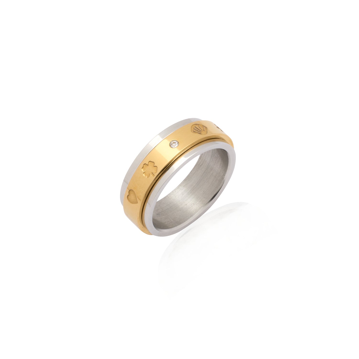 Two Tone Custom Stamped Fidget Ring