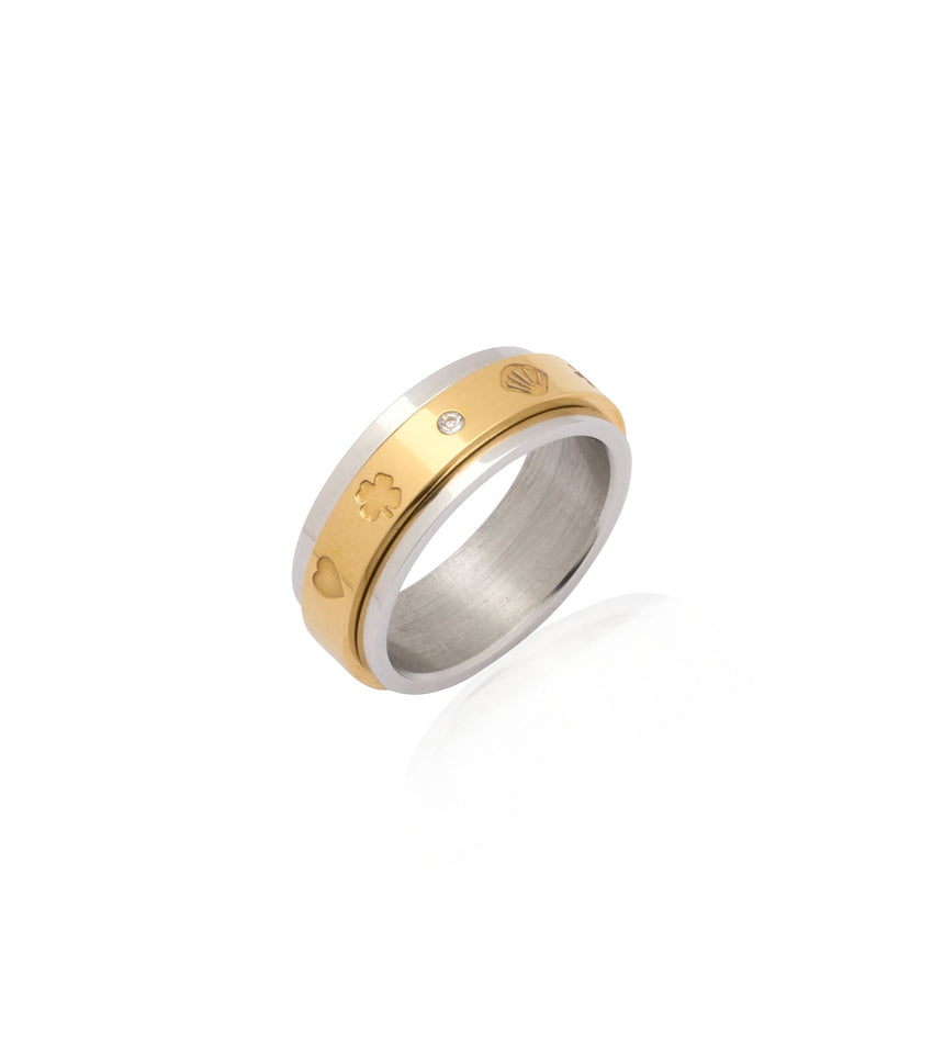 Two Tone Custom Stamped Fidget Ring (Gold/Silver)
