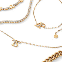 Double Initial Crystal Necklace (Gold)