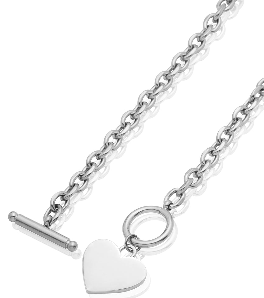 Toggle Heart Necklace (Silver)