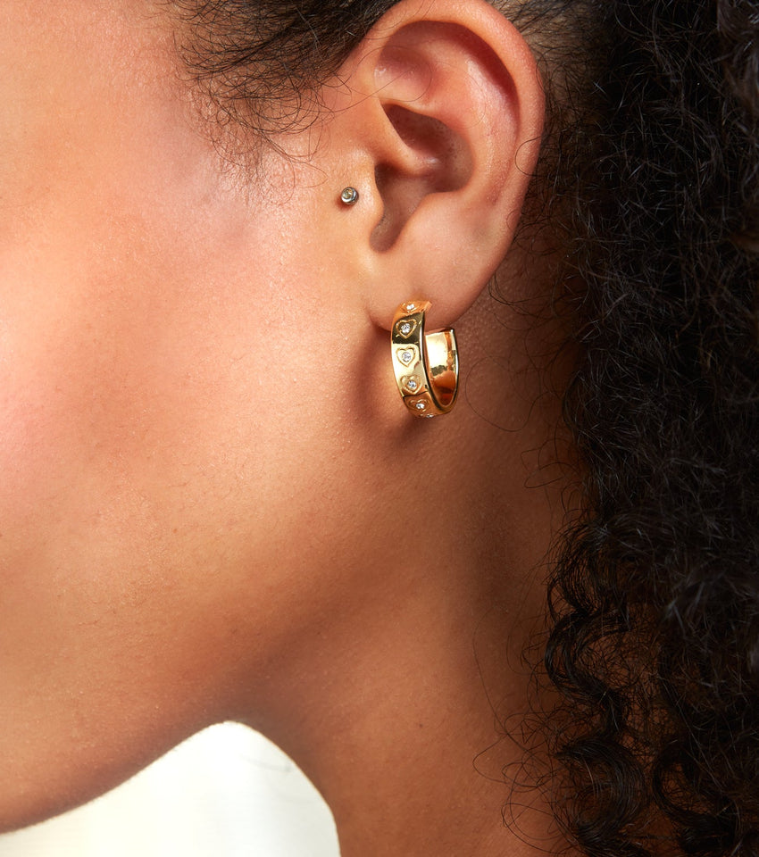 Artificial Stones Rose Gold Plated Heart Hoop Earring – Priyaasi