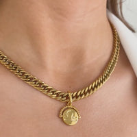 Zodiac Coin Curb Chain Necklace (Gold)