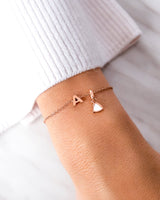 Birthstone & Little Luxe Letter Bracelet (Rose Gold)