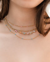 Colourful Sphere Chain Necklace Set (Gold)