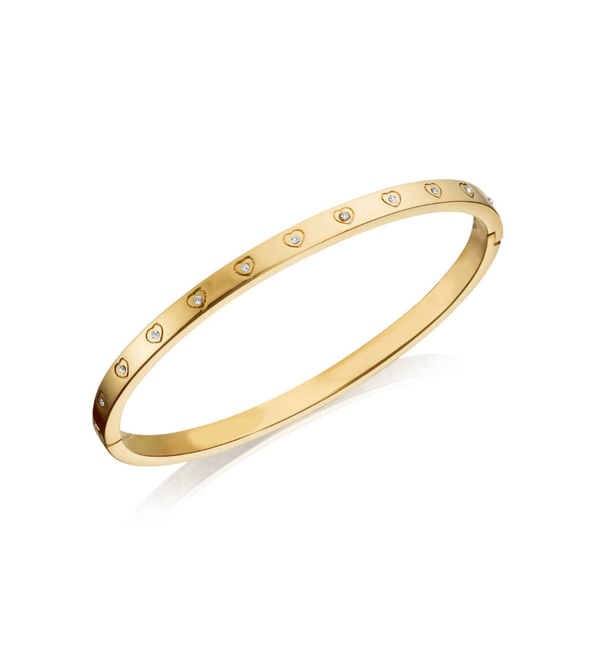 Aiko Trendy Rose Gold Pave Crystal Heart Bangle Chain Bracelet – Jewolite
