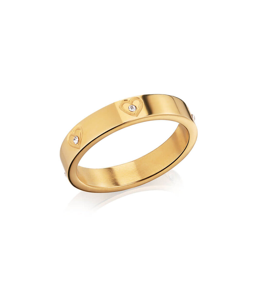 Crystal Heart Ring (Gold)