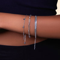 Crystal Paperclip Chain Bracelet (Silver)