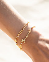 Crystal Paperclip Chain Name Bracelet (Gold)