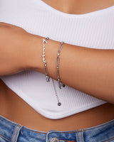 Crystal Paperclip Chain Name Bracelet (Silver)