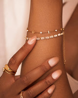 Crystal & Pearl Custom Name Bracelet (Gold)