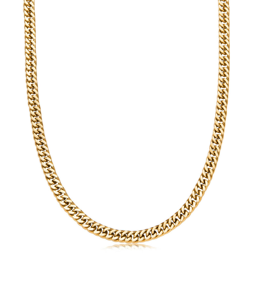 Heart Curb Chain Necklace (Gold)