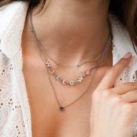 Custom Enamel Name Necklace (Silver)