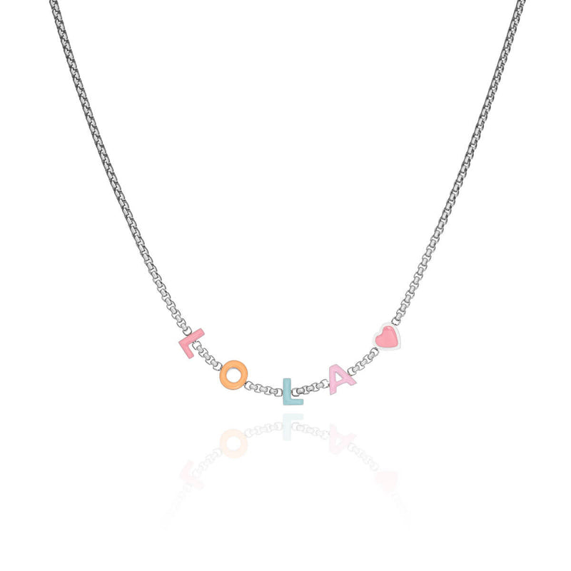 Custom Enamel Name Necklace (Silver)