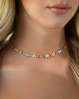 Custom Name Rainbow Tennis Necklace (Gold)