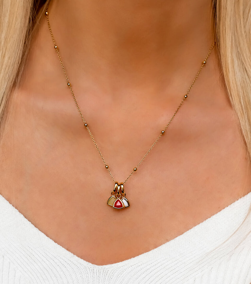 Droplet Birthstone Sphere Chain Necklace (Gold)