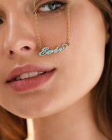 Enamel Carrie Name Necklace (Gold)