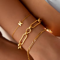 Figaro Chain Bracelet Bundle (Gold)