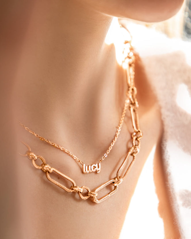 Figaro Chain Necklace (Rose Gold)