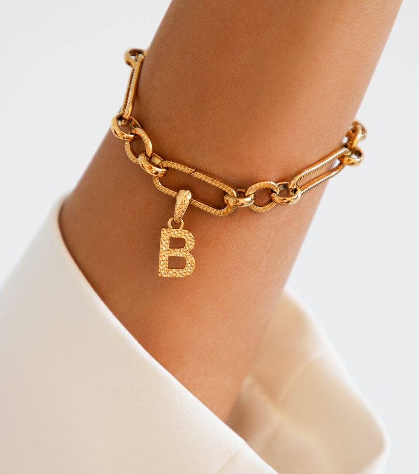 Heart Sterling Chain Bracelet Letter J & B Heart Charm | Etsy | Heart  charm, Chain bracelet, Jewelry