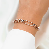 Heart Figaro Chain Necklace & Bracelet Bundle (Rose Gold)