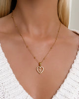 Heart Hanging Initial Pendant (Gold)