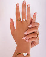 White Quartz Heart Ring (Gold)