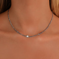 Initials & Birthstone Necklace (Silver)