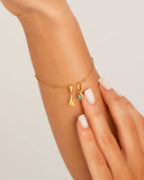 Lowercase Initial Sphere Chain Bracelet (Gold)