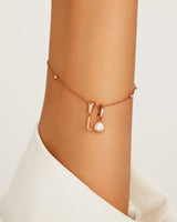 Lowercase Initial Sphere Chain Bracelet (Rose Gold)