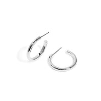 Sterling Silver Classic Hoop Earrings (Silver)