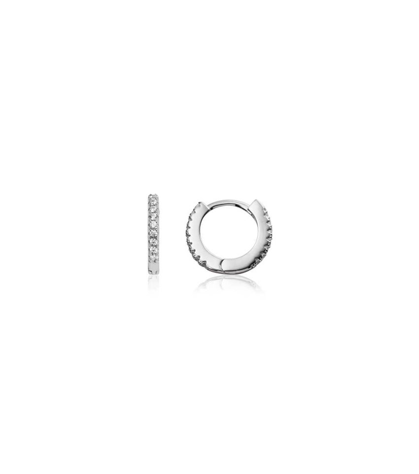 Luxe Crystal Huggie Hoop Earrings (Silver)