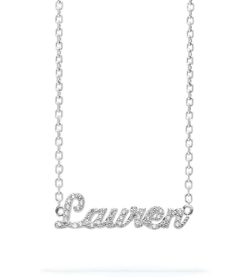Luxe Crystal Name Necklace (Silver)