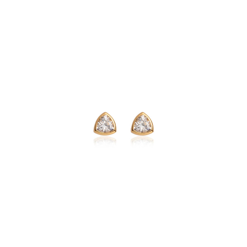 925 Sterling Silver Crystal Stud Earrings (Gold)