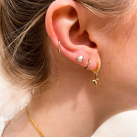 Sterling Silver Crystal Stud Earrings (Gold)
